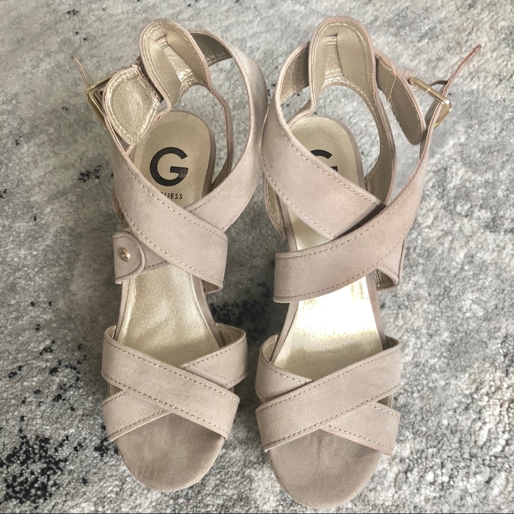 COPY - NEW Gorgeous Guess nude suede wedge sandals 8m